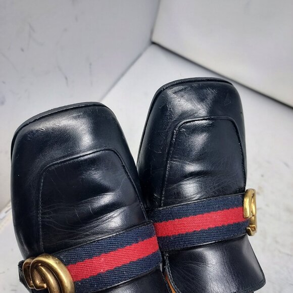 GUCCI BLACK GG PEYTON PEARL LEATHER HEEL SHOE - Picture 11 of 12